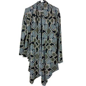 Geometric Open Front Cardigan Asymmetrical Womens XL Lagenlook Art to Wear